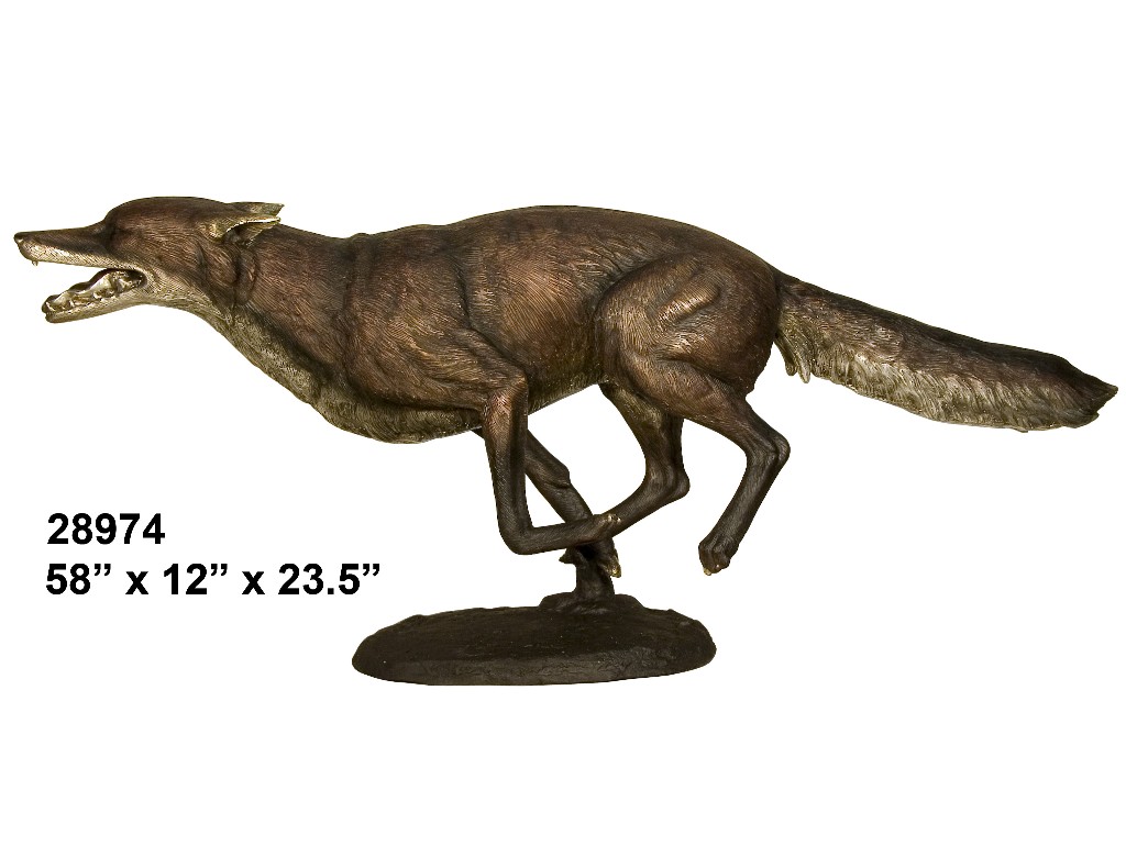 Bronze Coyote Running Statue